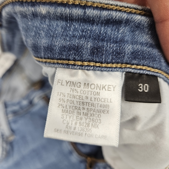 Flying monkey Factory distressed raw hem skinny jeans size 30 - Picture 3 of 12